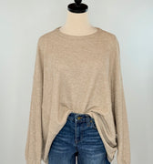 Apricot Honeycomb Pleat Back Top in Oatmeal-111 - Woven Top F/W (June- Nov)-Little Bird Boutique