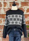 Snowflake Christmas Sweater in Black-130 Sweaters-Little Bird Boutique