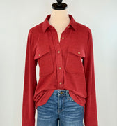 Thread & Supply Cassian Shirt in Crimson Heather-111 - Woven Top F/W (June- Nov)-Little Bird Boutique