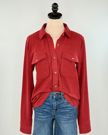 Thread & Supply Cassian Shirt in Crimson Heather-111 - Woven Top F/W (June- Nov)-Little Bird Boutique