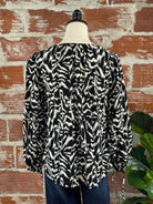 Lovestitch Abstract Blouse in Black and Natural-112 - Woven Top S/S (Jan - June)-Little Bird Boutique