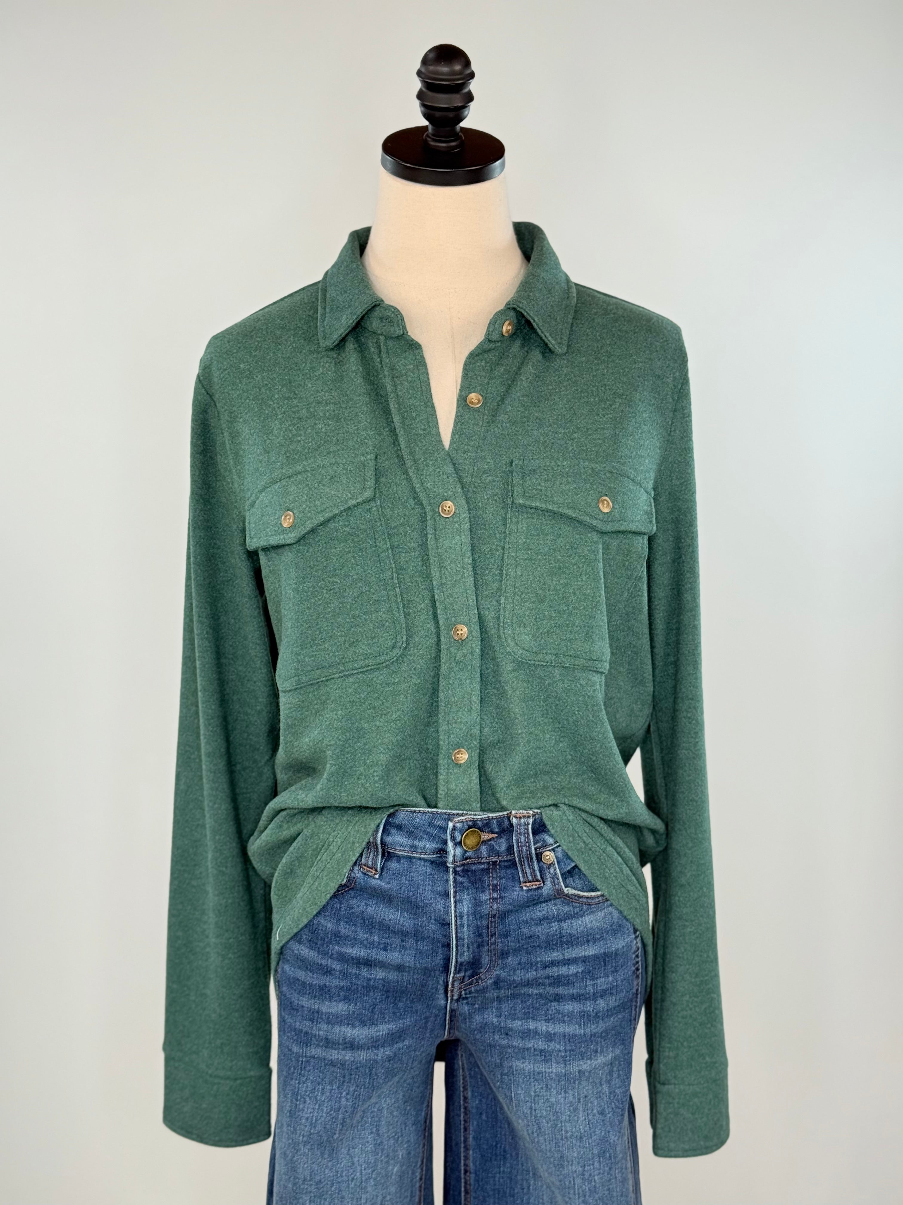 Thread & Supply Cassian Shirt in Pine Heather-111 - Woven Top F/W (June- Nov)-Little Bird Boutique