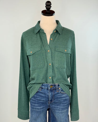 Thread & Supply Cassian Shirt in Pine Heather-111 - Woven Top F/W (June- Nov)-Little Bird Boutique