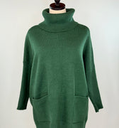 OAT NYC Cowl Neck Pocket Sweater in Retro Green-133 - Sweaters (Holiday)-Little Bird Boutique