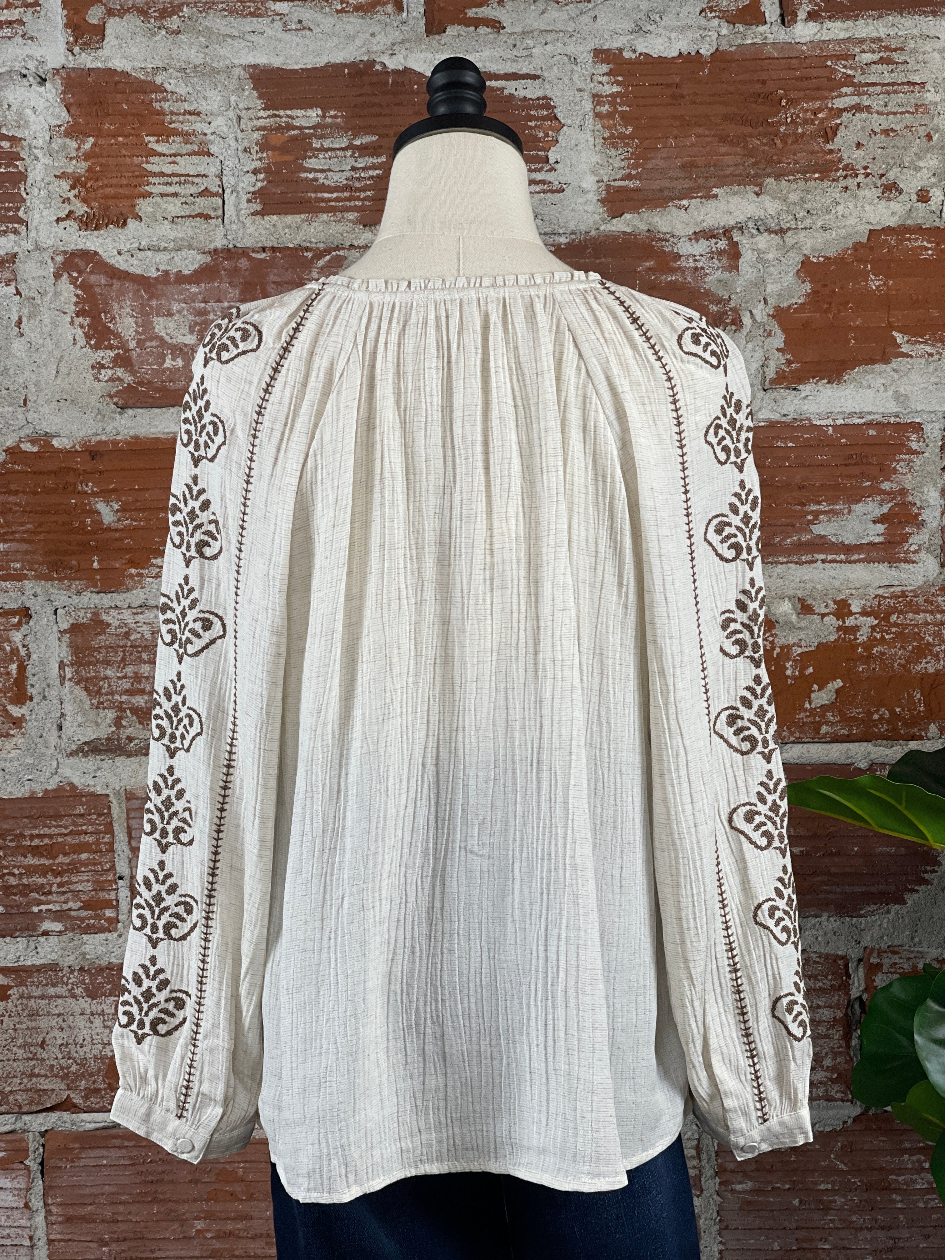 Lovestitch Riley Embroidered Peasant Top-112 - Woven Top S/S (Jan - June)-Little Bird Boutique