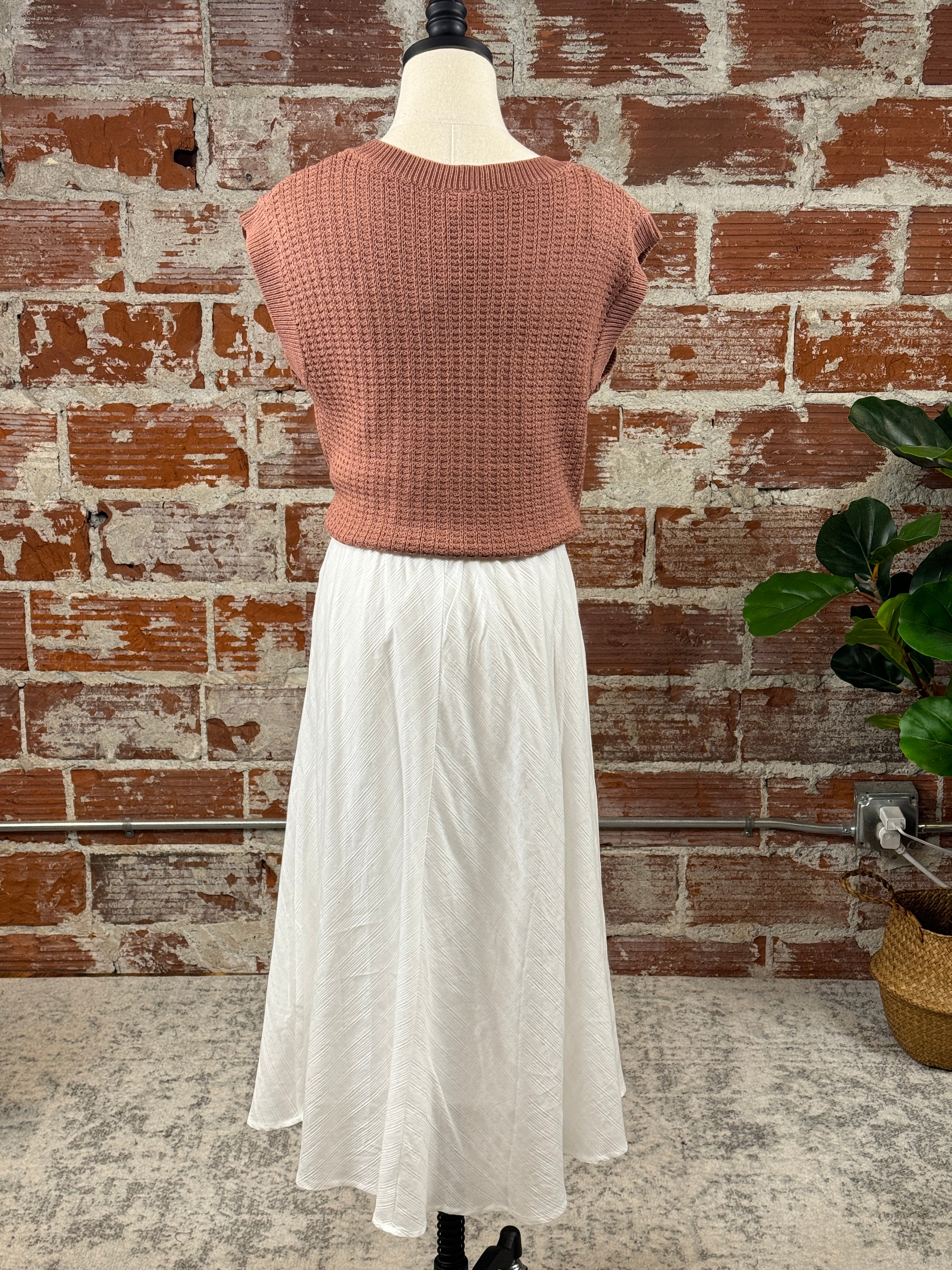 Breezy Linen Midi Skirt in White-231 Skirts-Little Bird Boutique