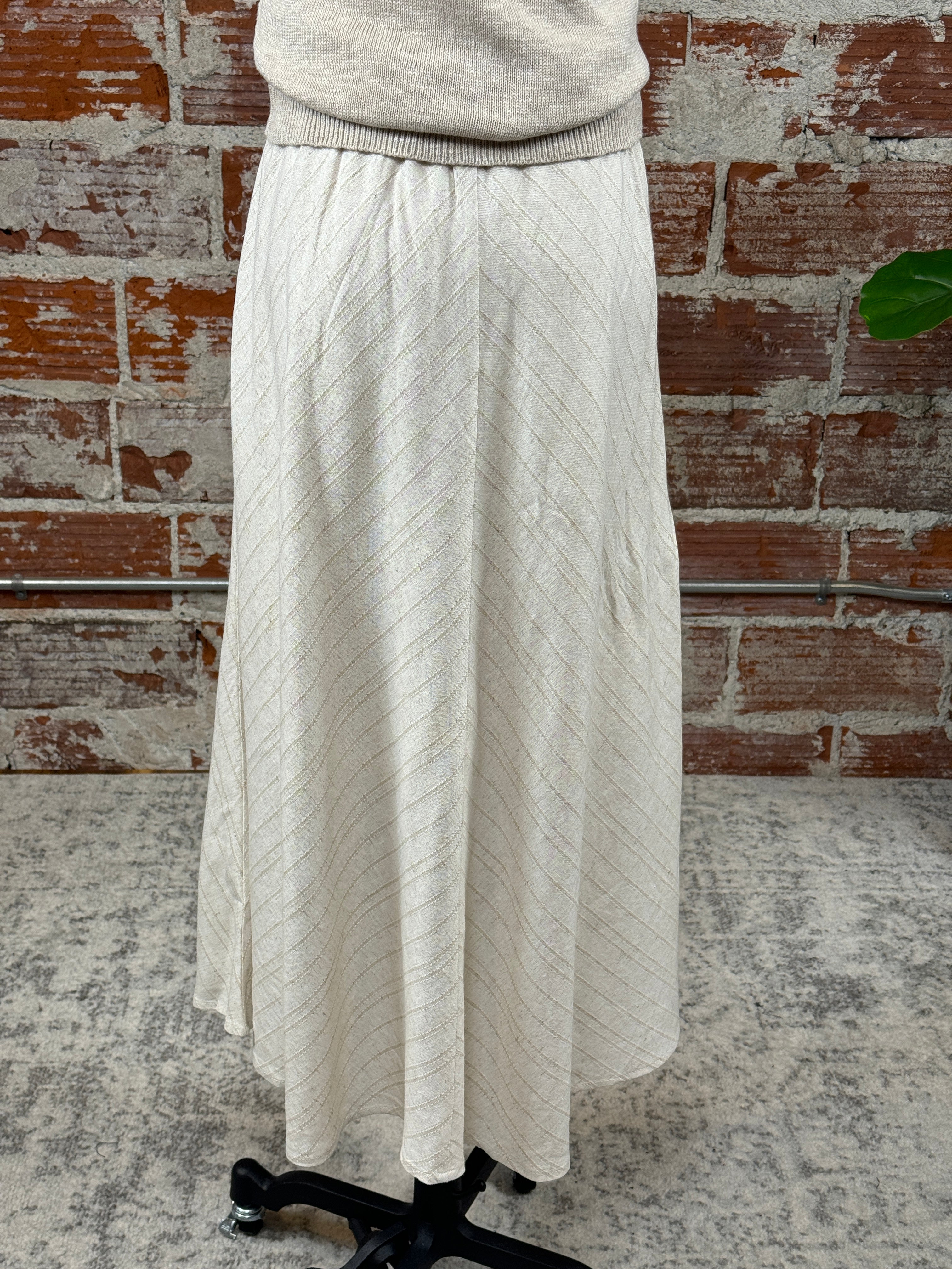 Breezy Linen Midi Skirt in Natural-231 Skirts-Little Bird Boutique