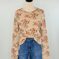 Cora Floral Waffle Knit Top in Praline