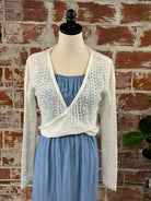 Crochet Twist Front Sweater in White-132 - Sweaters S/S (Jan - June)-Little Bird Boutique