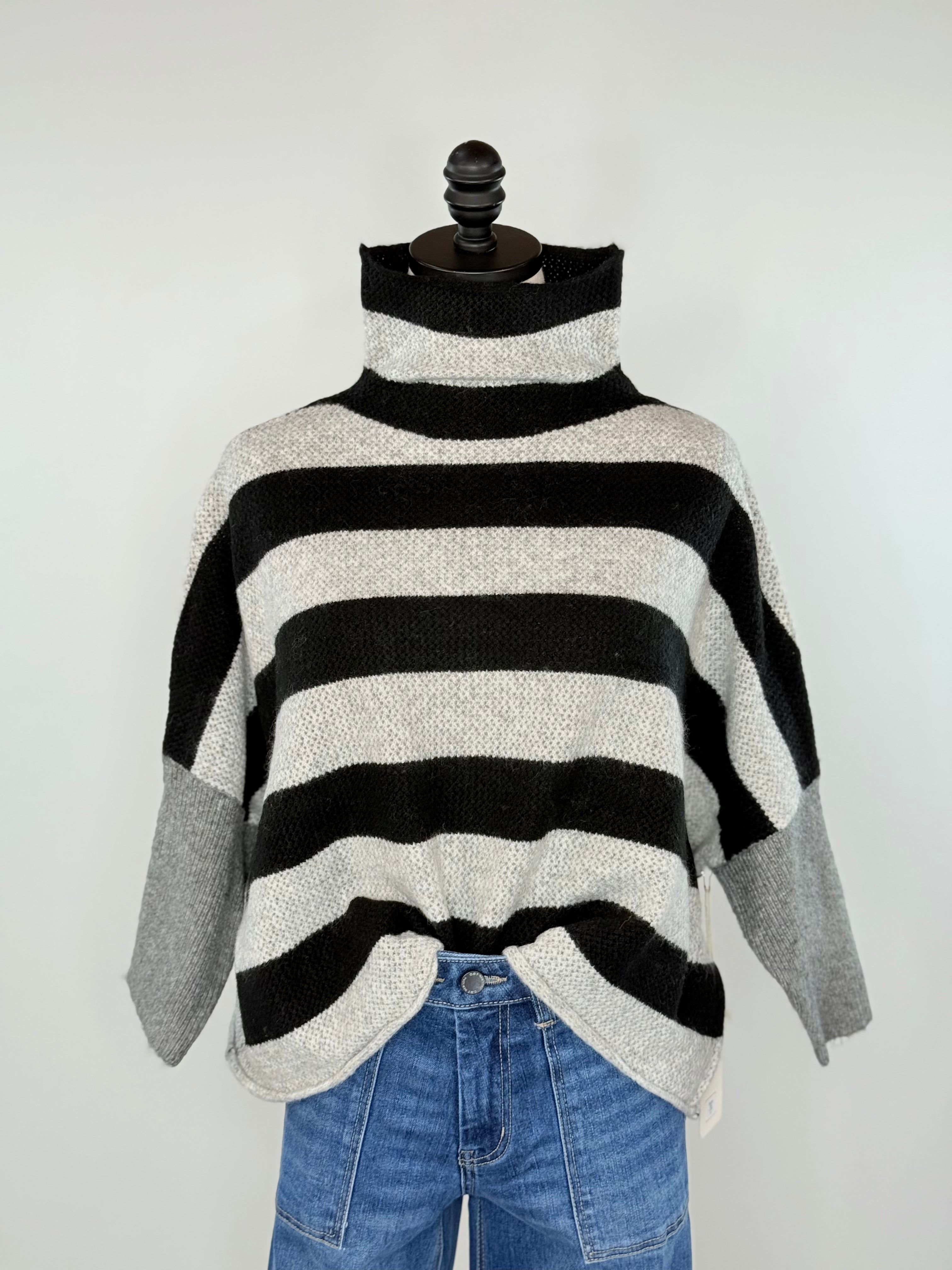 Kerisma London Stripe Sweater in Grey and Black-131 - Sweaters F/W (June - Nov)-Little Bird Boutique