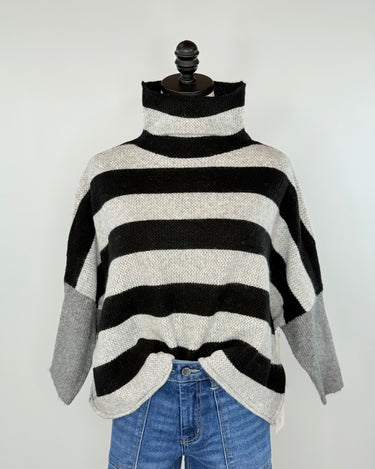 Kerisma London Stripe Sweater in Grey and Black-131 - Sweaters F/W (June - Nov)-Little Bird Boutique