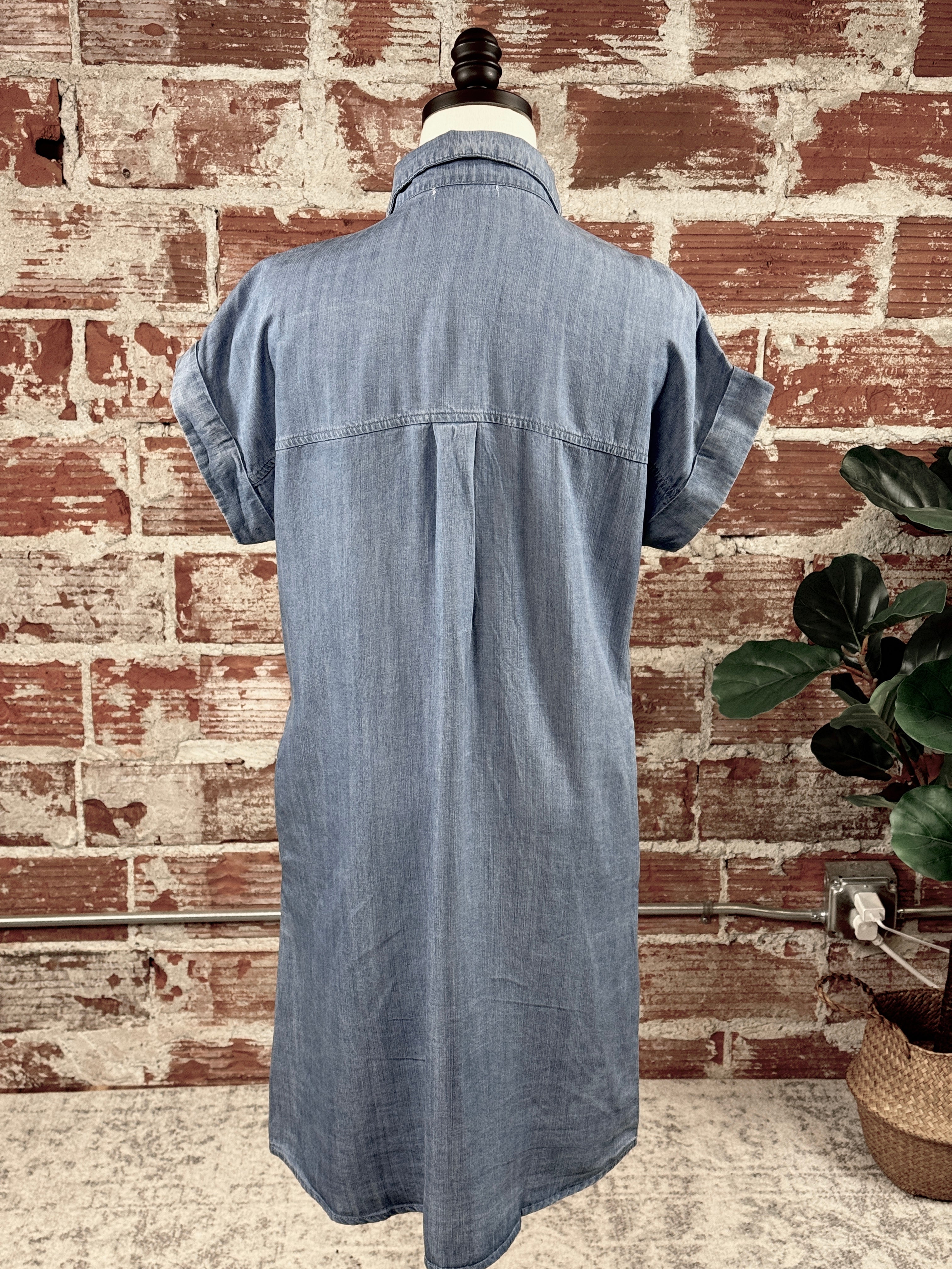 Jana Denim Dress in Medium Wash-151 Dresses - Short-Little Bird Boutique