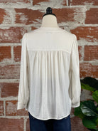 Liverpool V Neck Popover Blouse in Ivory-112 - Woven Top S/S (Jan - June)-Little Bird Boutique