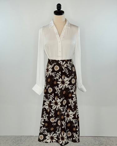 Ellie Skirt in Chocolate Floral-231 Skirts-Little Bird Boutique