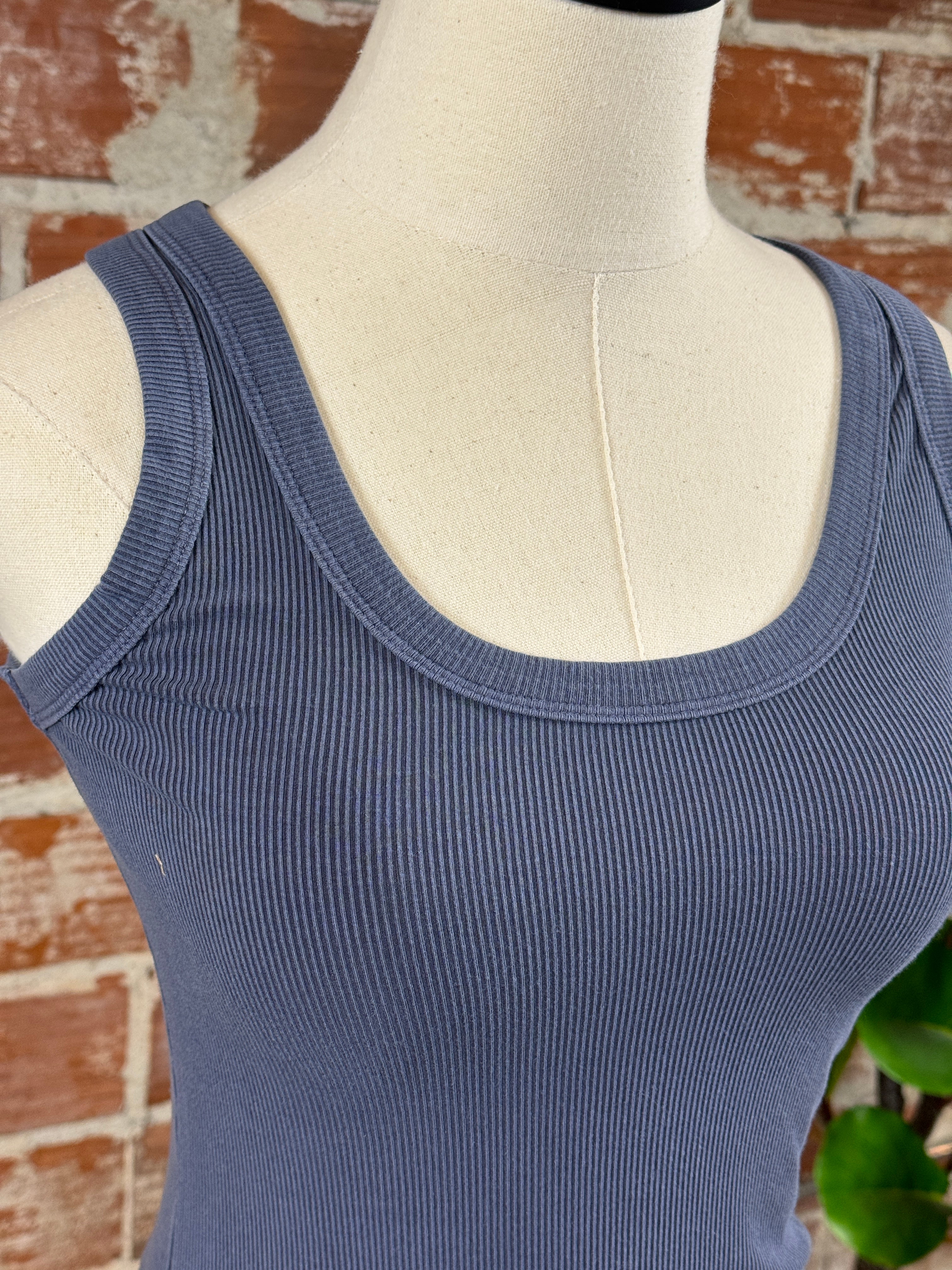 Ribbed Tank in Charcoal Blue-122 - Jersey Tops S/S (Jan - June)-Little Bird Boutique