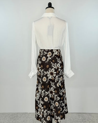 Ellie Skirt in Chocolate Floral-231 Skirts-Little Bird Boutique