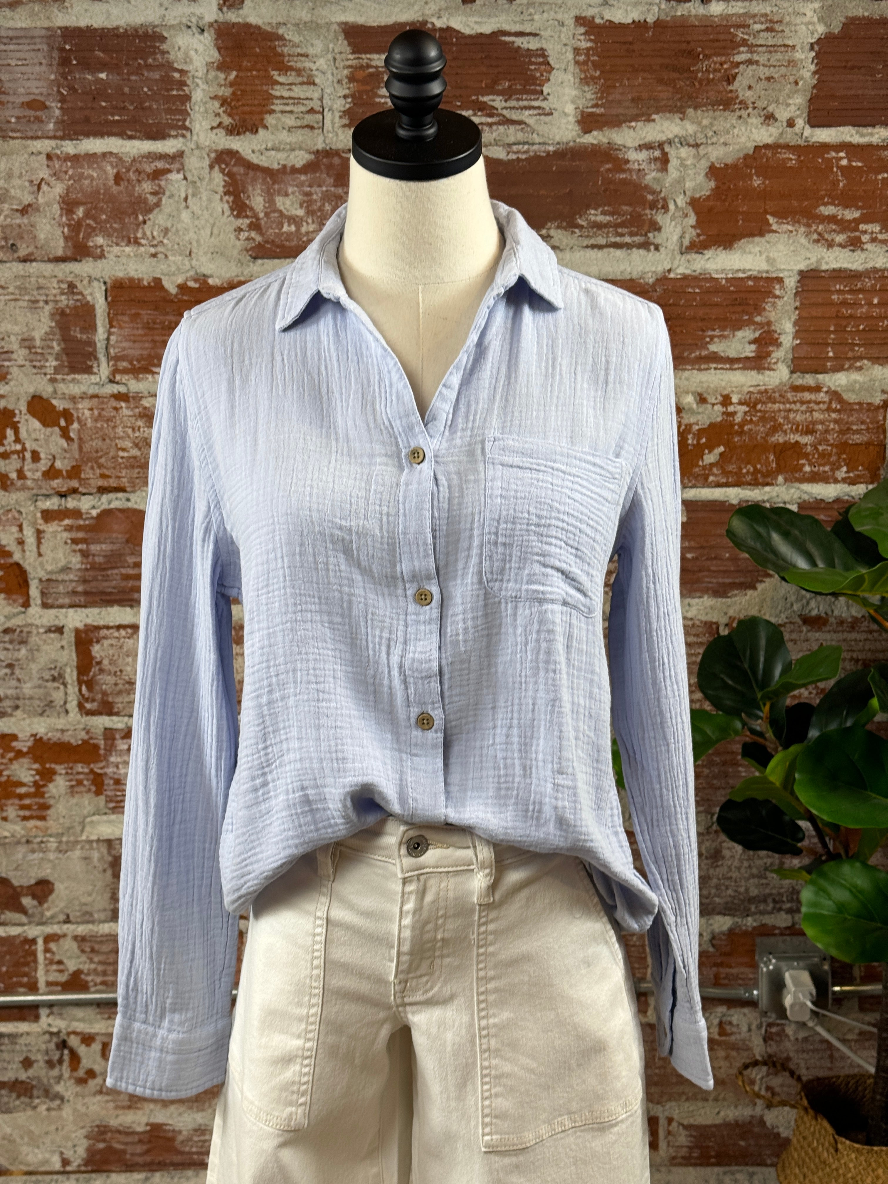 Alessia Top in Sail Blue-112 - Woven Top S/S (Jan - June)-Little Bird Boutique