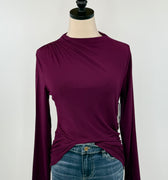 Liverpool Mock Neck Top in Wine Berry-121 - Jersey Tops F/W (June - Nov)-Little Bird Boutique