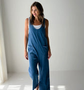 Z Supply Brasilia Jumpsuit in Denim Blue-160 Jumpsuits/ Rompers-Little Bird Boutique
