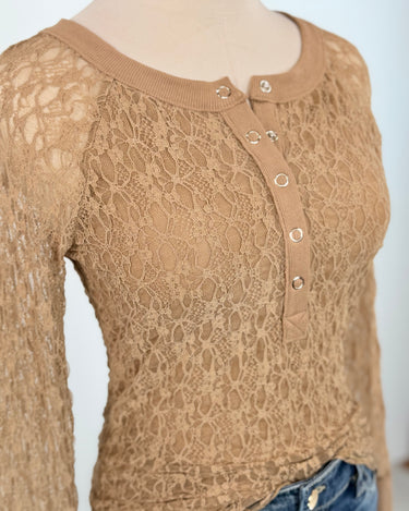 Promise Lace Top in Taupe-111 - Woven Top F/W (June- Nov)-Little Bird Boutique