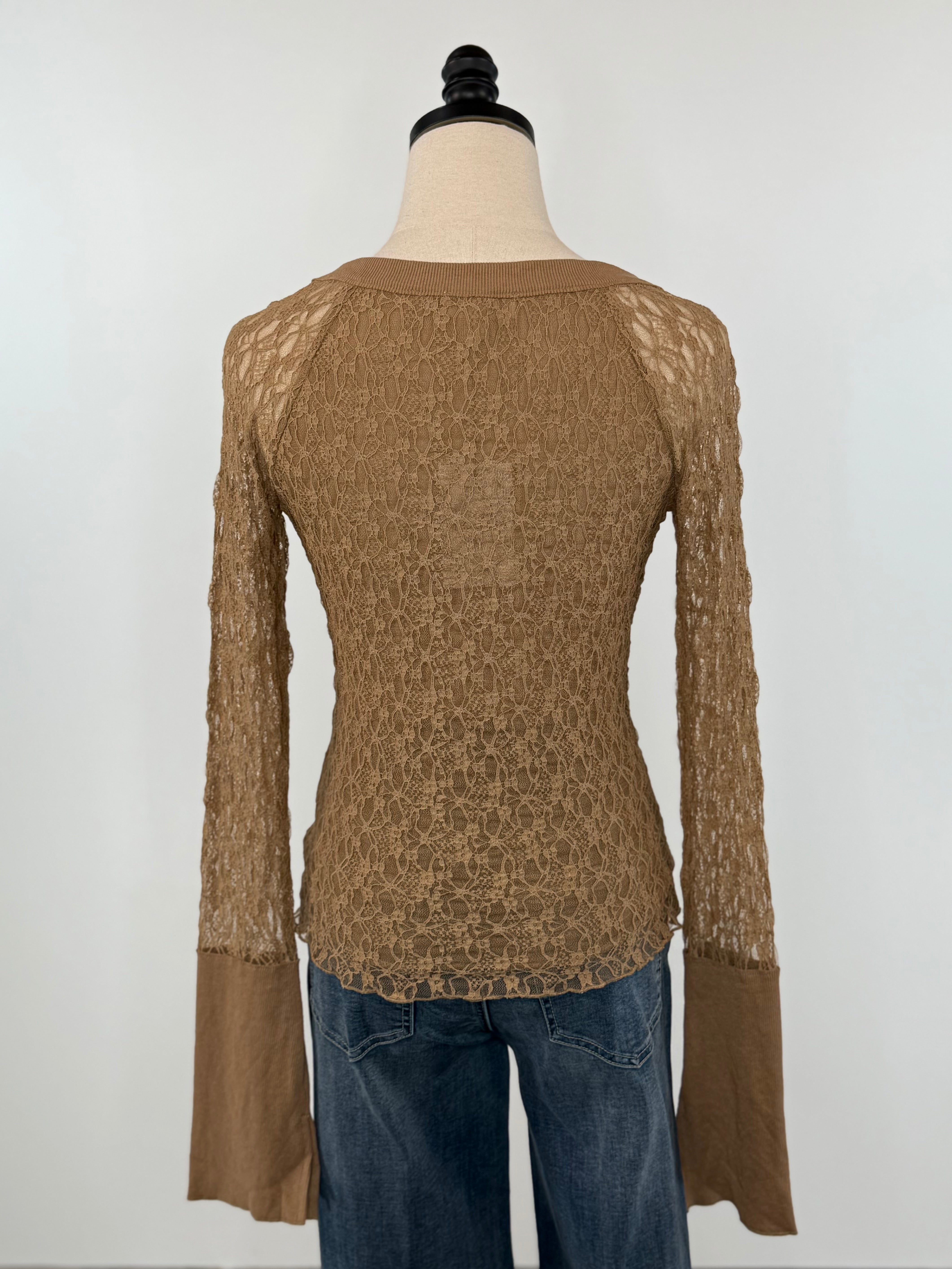 Promise Lace Top in Taupe-111 - Woven Top F/W (June- Nov)-Little Bird Boutique