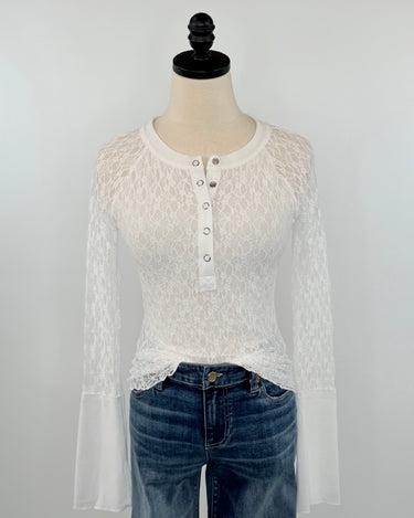 Promise Lace Top in Ivory-111 - Woven Top F/W (June- Nov)-Little Bird Boutique