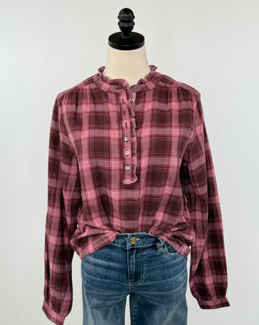Dear John Chatra Top in Fig Plaid-111 - Woven Top F/W (June- Nov)-Little Bird Boutique