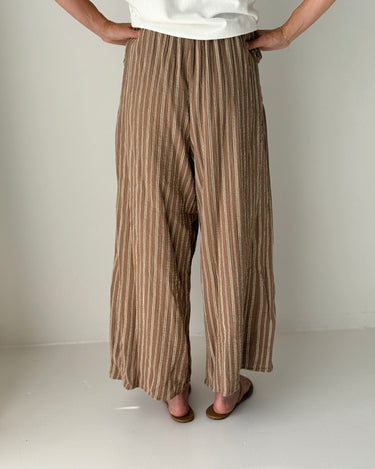 Tillie Pants in Latte and Ivory Stripe-220 Pants-Little Bird Boutique