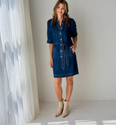 Jak and Rae Alabama Dress in Raw Blue-151 Dresses - Short-Little Bird Boutique