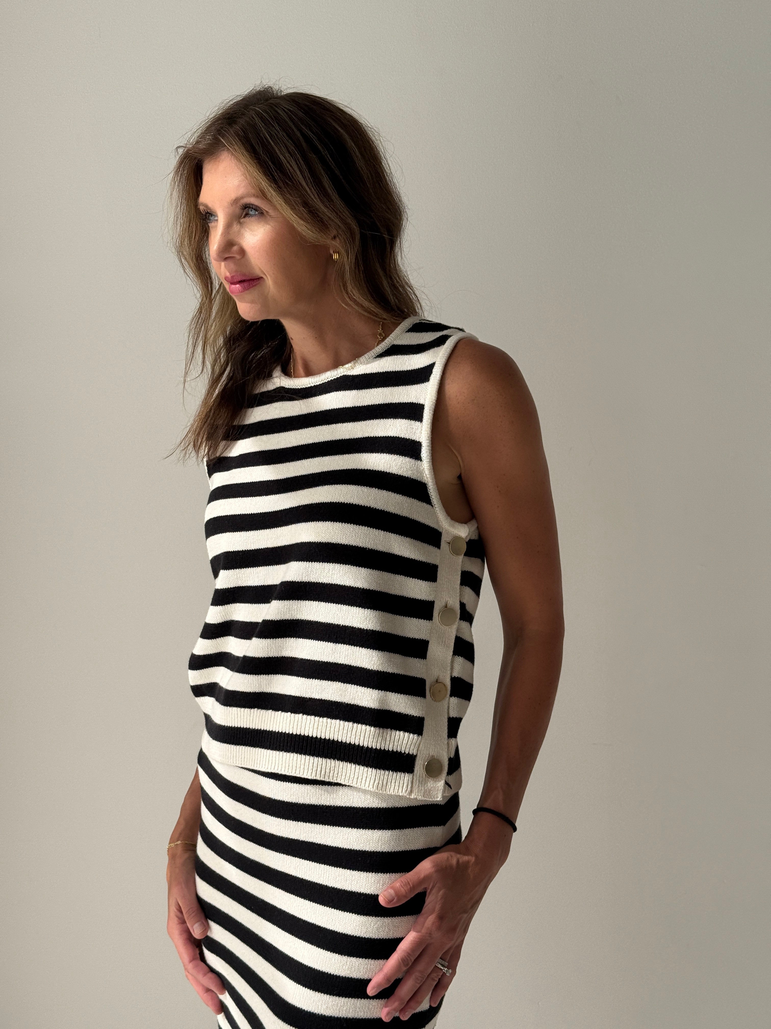 Sanctuary City Summer Tank in Black and Macrame Stripe-121 - Jersey Tops F/W (June - Nov)-Little Bird Boutique