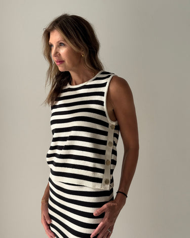 Sanctuary City Summer Tank in Black and Macrame Stripe-131 - Sweaters F/W (July - Dec)-Little Bird Boutique