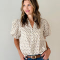 Elise Floral Top in Ecru-111 - Woven Top F/W (June- Nov)-Little Bird Boutique