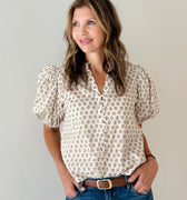 Elise Floral Top in Ecru-111 - Woven Top F/W (June- Nov)-Little Bird Boutique