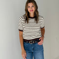 Elani Chocolate Stripe Sweater-131 - Sweaters F/W (June - Nov)-Little Bird Boutique