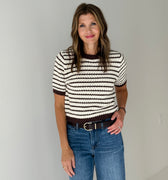 Elani Chocolate Stripe Sweater-131 - Sweaters F/W (June - Nov)-Little Bird Boutique