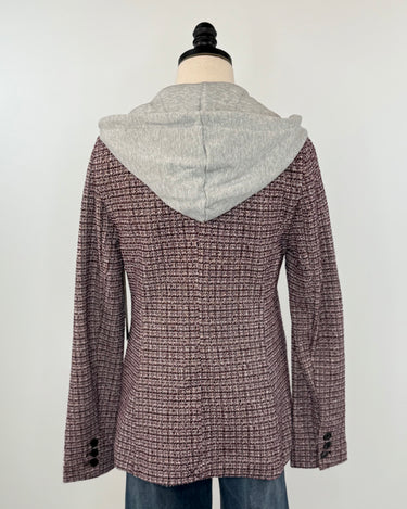 Liverpool Boyfriend Blazer with Removable Hood in Wine Multi-143 Blazers-Little Bird Boutique