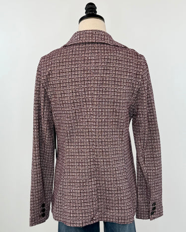 Liverpool Boyfriend Blazer with Removable Hood in Wine Multi-143 Blazers-Little Bird Boutique