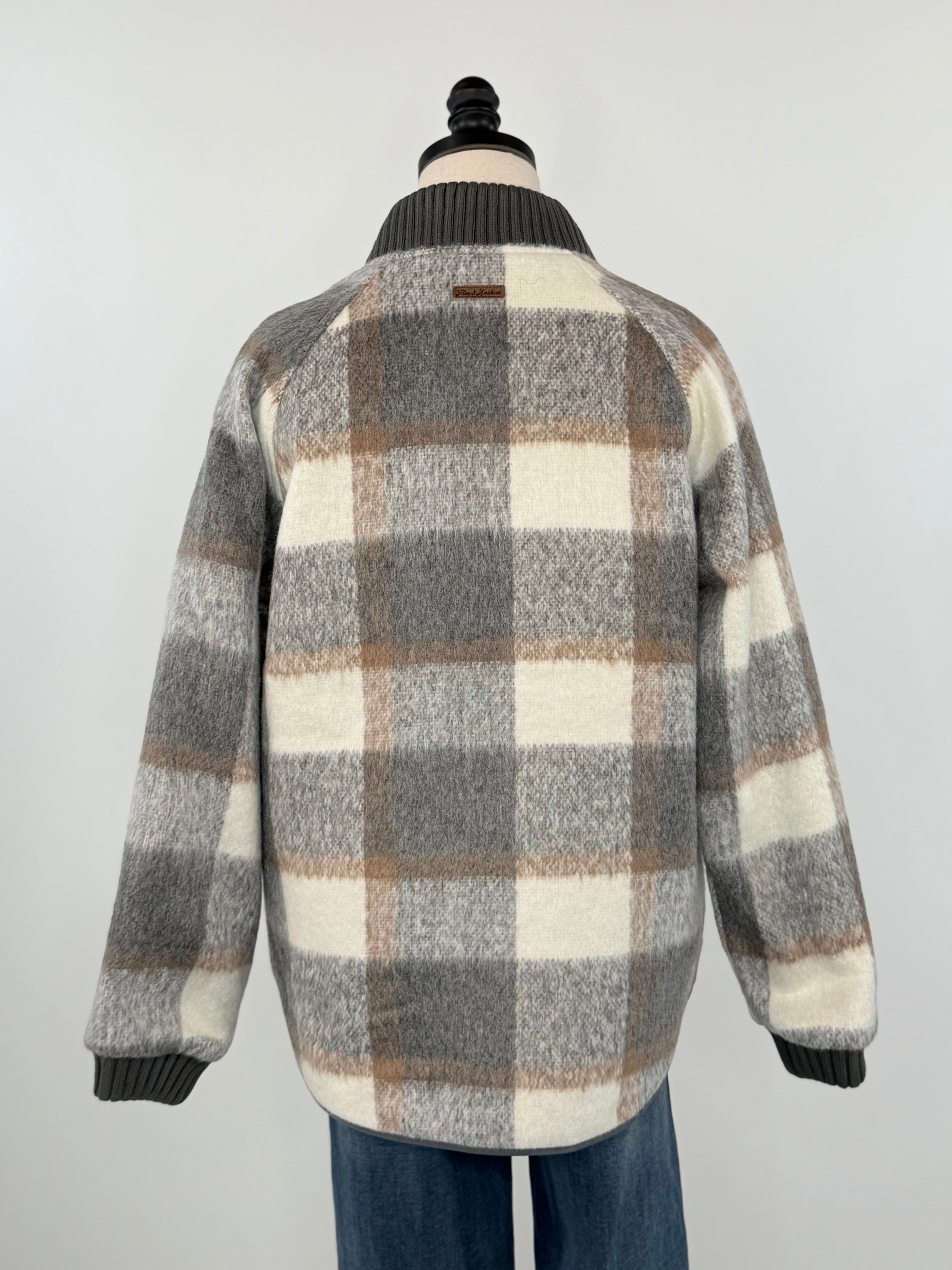 Flag and Anthem Anniston Reversible Quilted Bomber Jacket in Grey and Brown-141 Outerwear Coats & Jackets-Little Bird Boutique