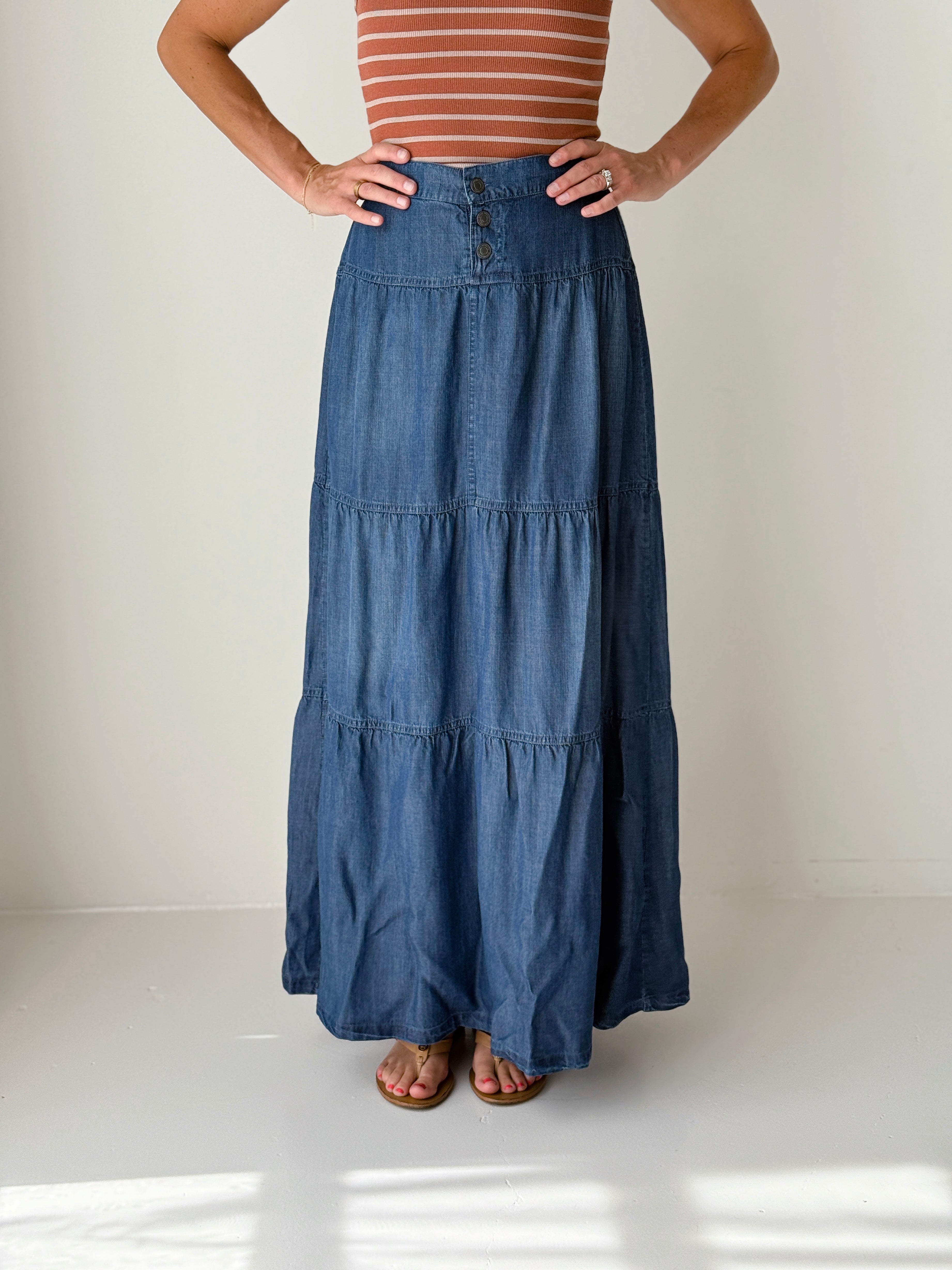 Thread and Supply Montie Denim Skirt-231 Skirts-Little Bird Boutique