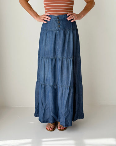 Thread and Supply Montie Denim Skirt-231 Skirts-Little Bird Boutique