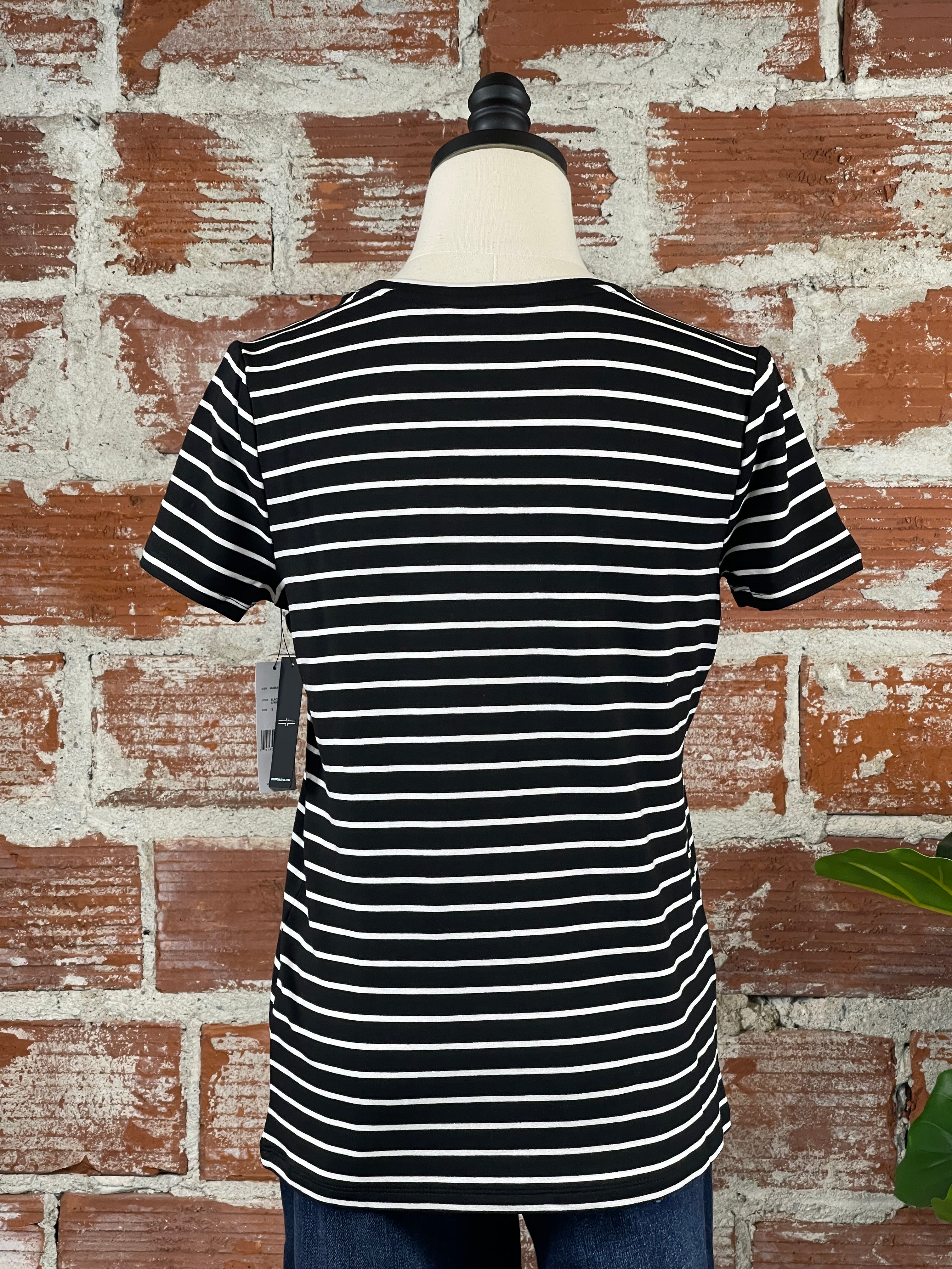 Liverpool Striped T-Shirt in Black with White Stripe-122 - Jersey Tops S/S (Jan - June)-Little Bird Boutique