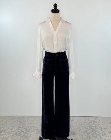 Dear John Audrey Wide Leg Corduroy Pants in Black Iris (Navy)-220 Pants-Little Bird Boutique