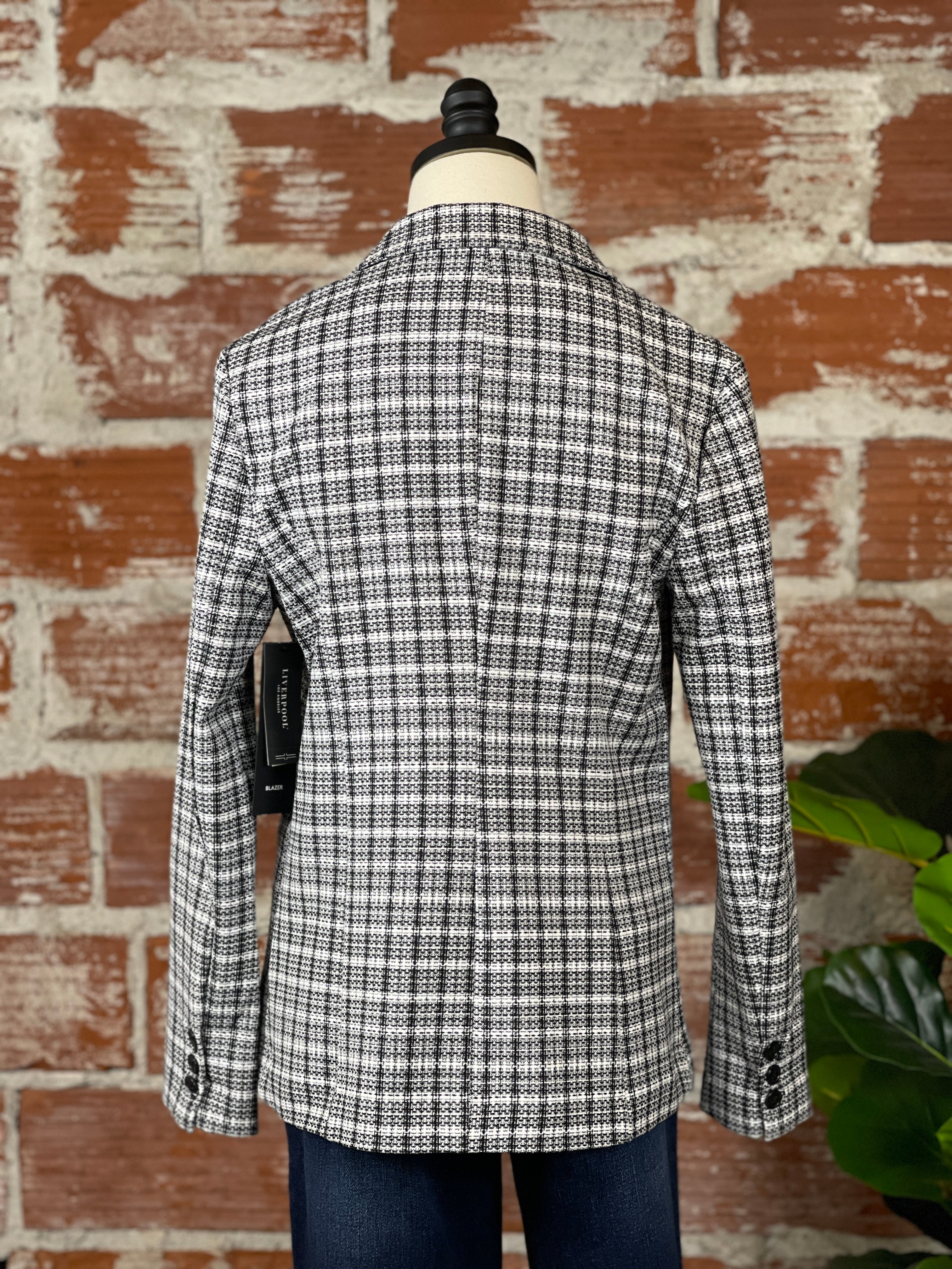 White and 2024 black check blazer