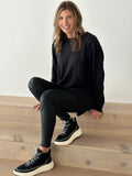 Dex Terry Sweatshirt Dress in Black-151 Dresses - Short-Little Bird Boutique