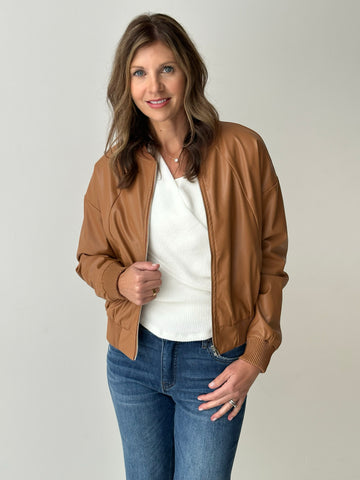 Another Love Dion Bomber Jacket in Saddle