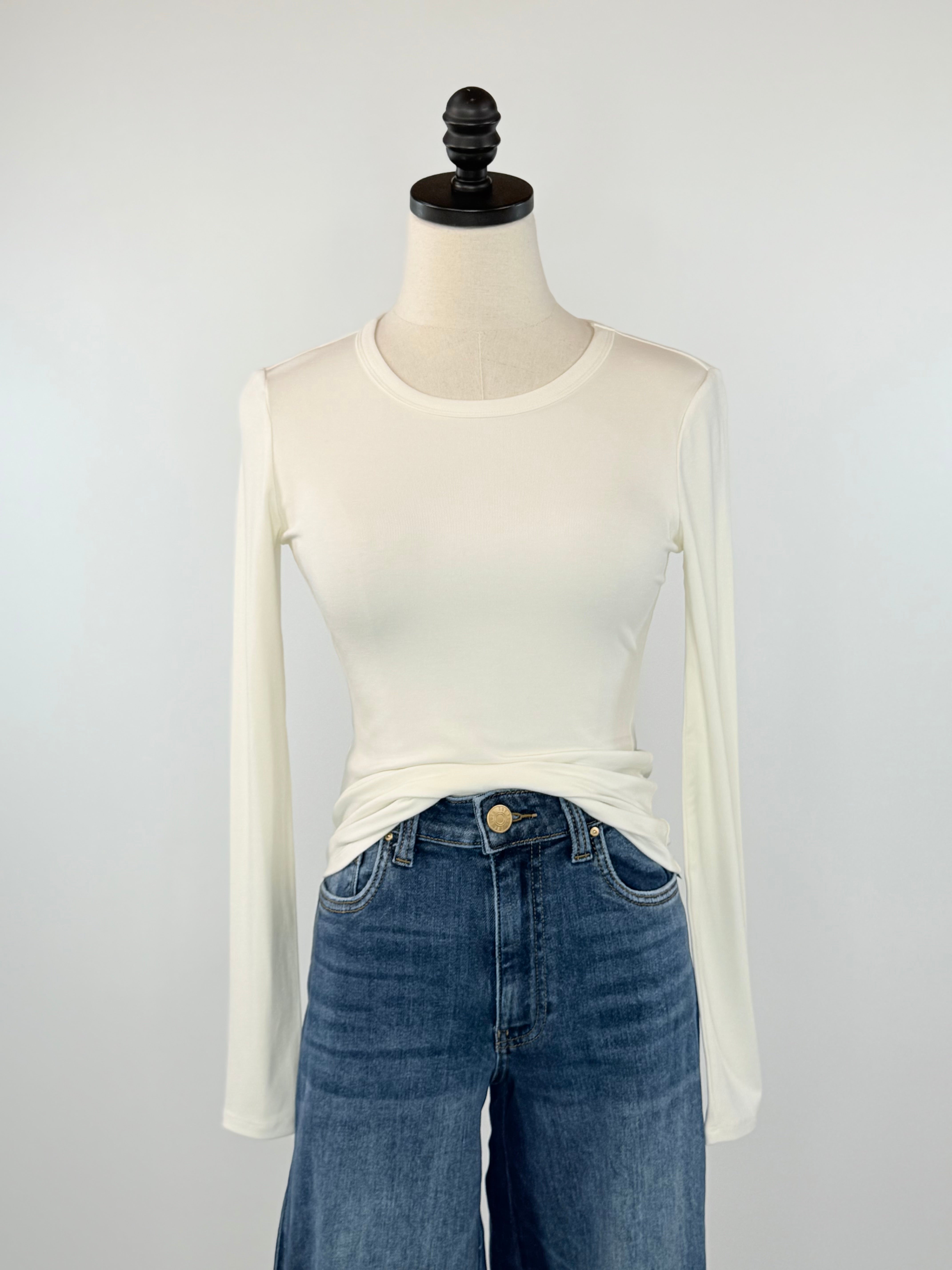 Z Supply Second Skin Baby Rib Top in Cloud-121 - Jersey Tops F/W (June - Nov)-Little Bird Boutique