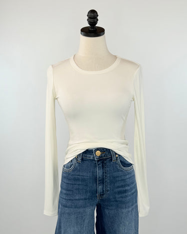 Z Supply Second Skin Baby Rib Top in Cloud-121 - Jersey Tops F/W (June - Nov)-Little Bird Boutique