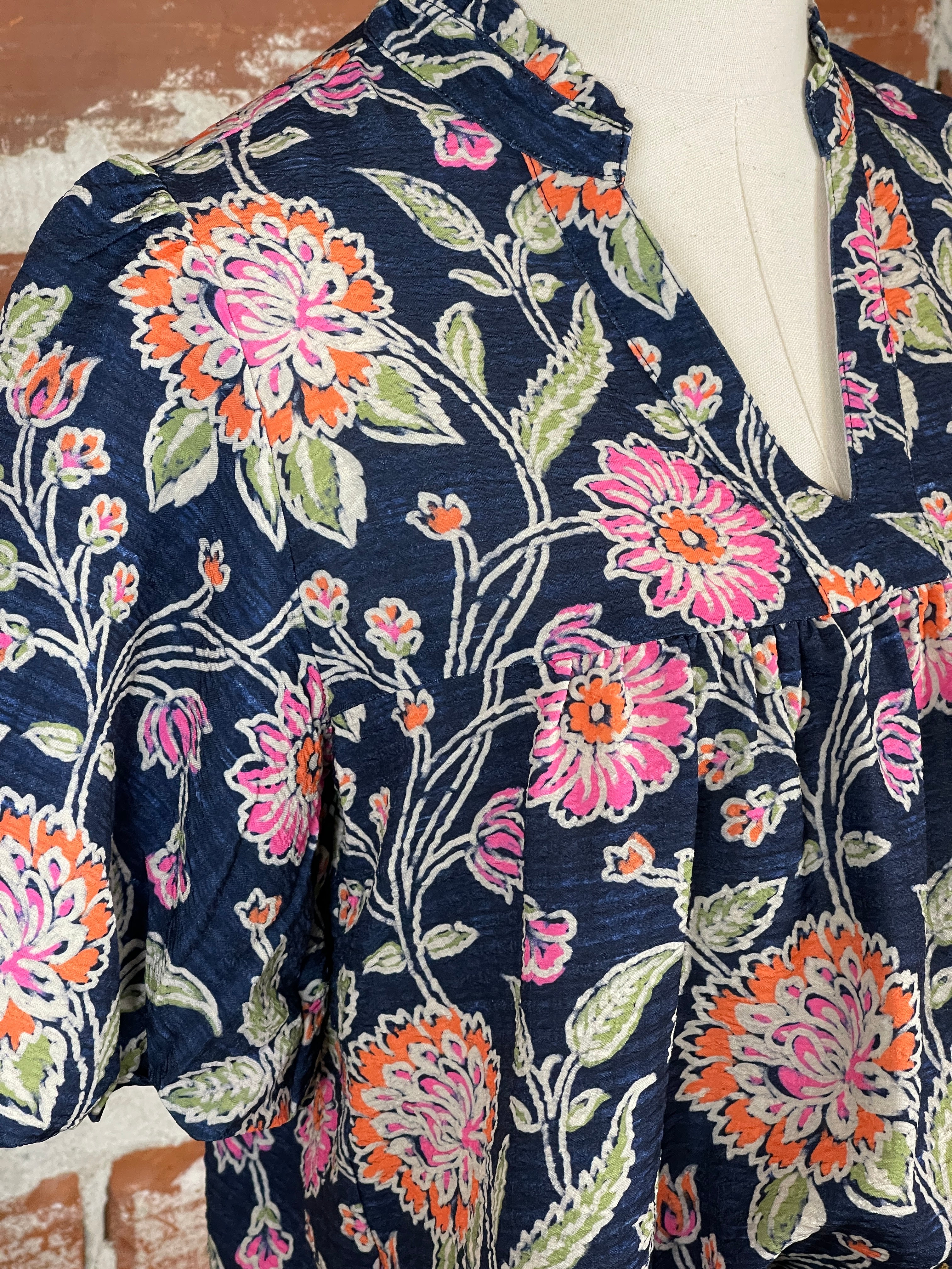 THML Floral Puff Sleeve Top-112 - Woven Top S/S (Jan - June)-Little Bird Boutique