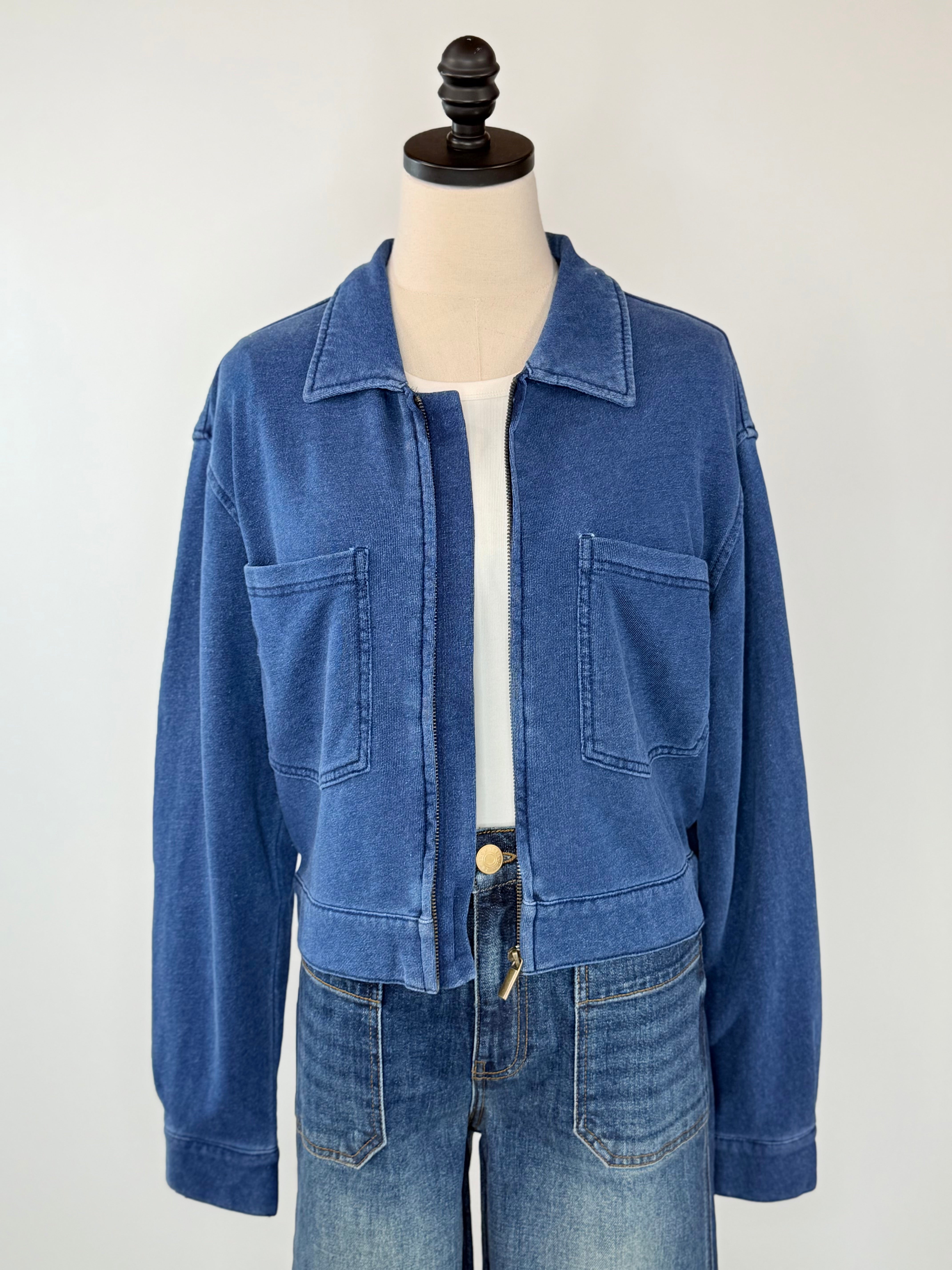 Z Supply Heritage Knit Denim Jacket in Indigo-141 Outerwear Coats & Jackets-Little Bird Boutique