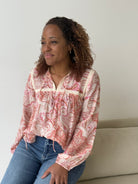 Katherine Top in Pink Floral-112 - Woven Top S/S (Dec - May)-Little Bird Boutique